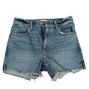 Abercrombie & Fitch Frayed Hem Blue Cropped Jeans